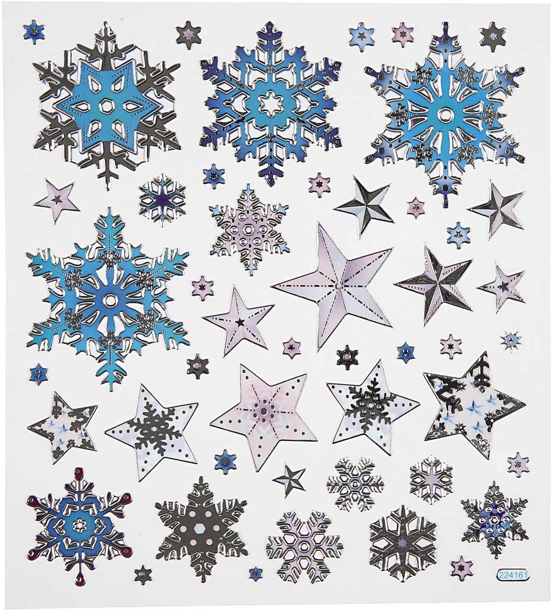 Fancy Stickers, vel 15x16,5 cm, circa 48 stuk, Sneeuwkristallen, 1vel [HOB-288200]